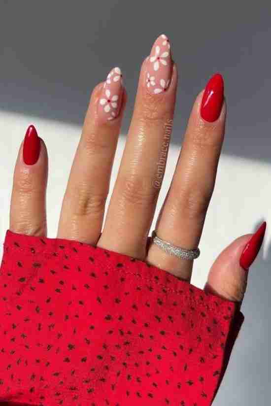 ideias unhas decoradas vermelho e branco gel