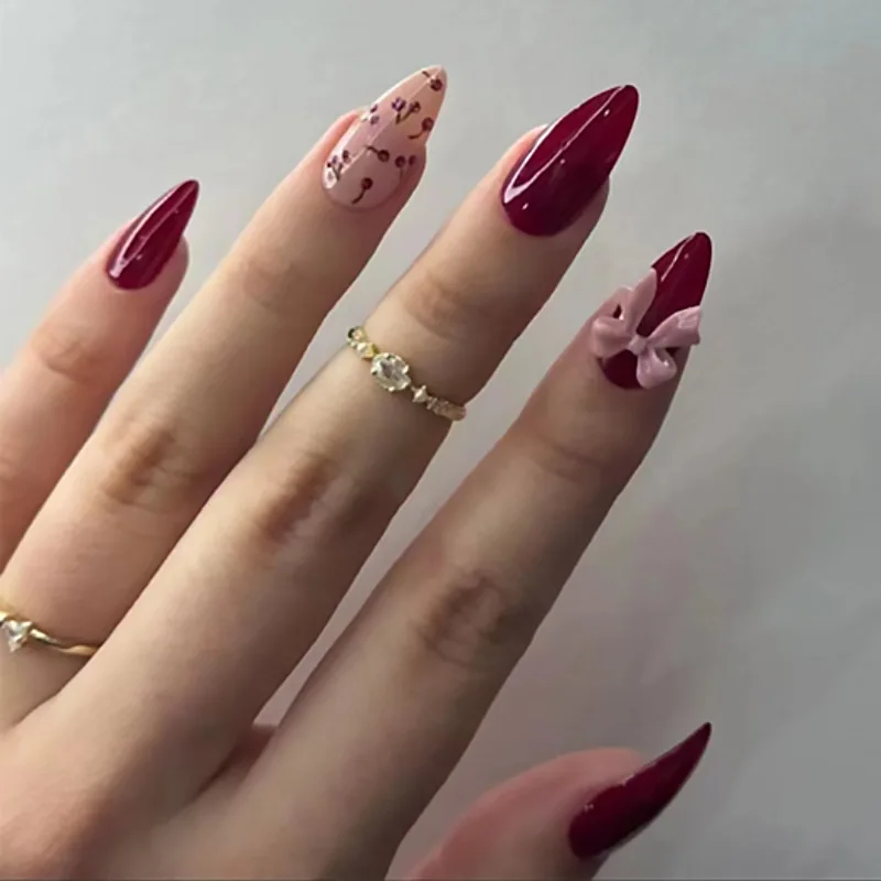 preço unhas decoradas vinho