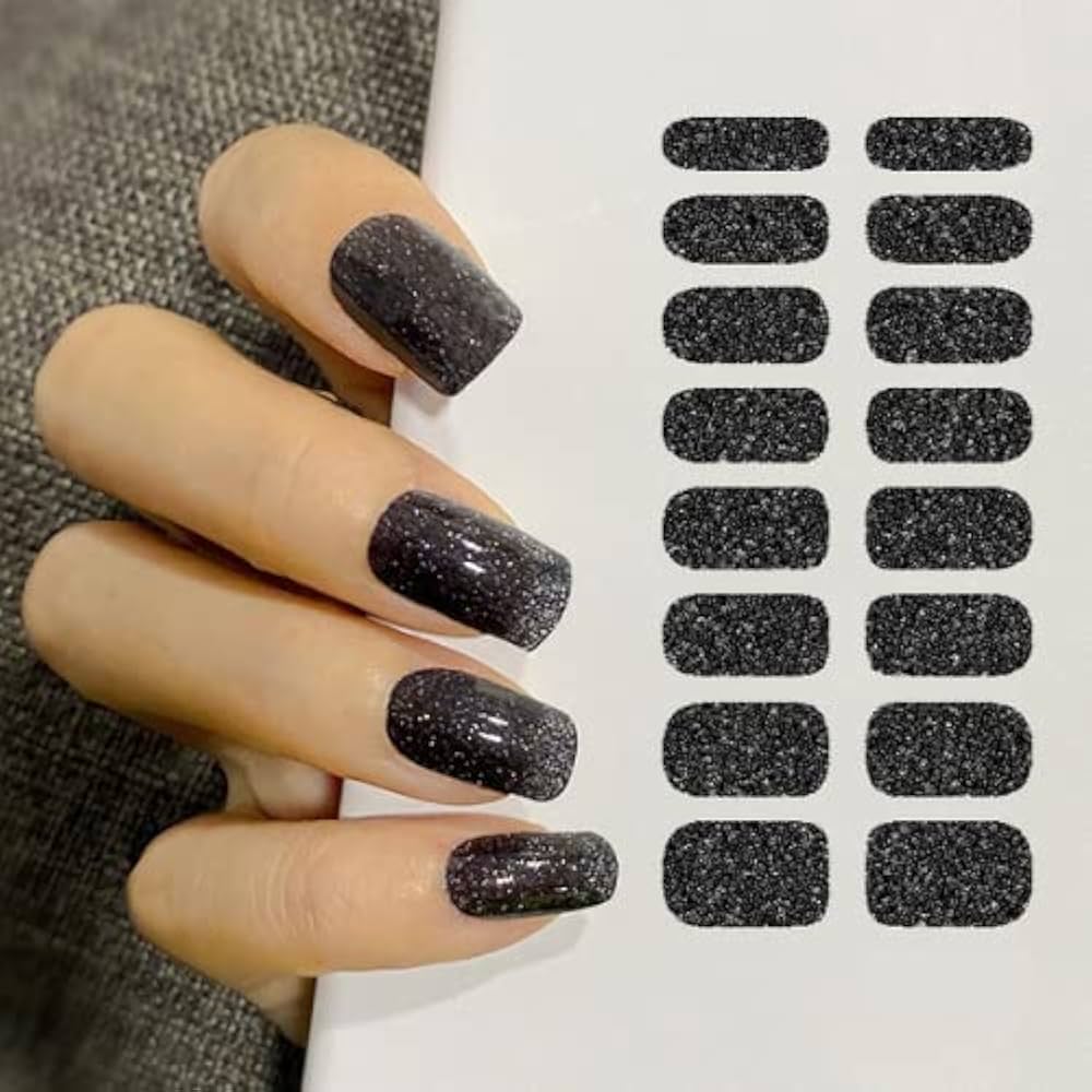 nail art unhas pretas com glitter
