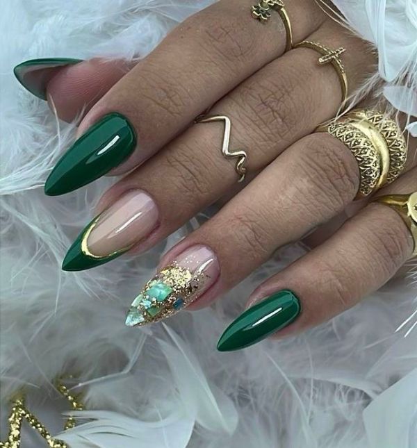 unhas em gel verde 2026