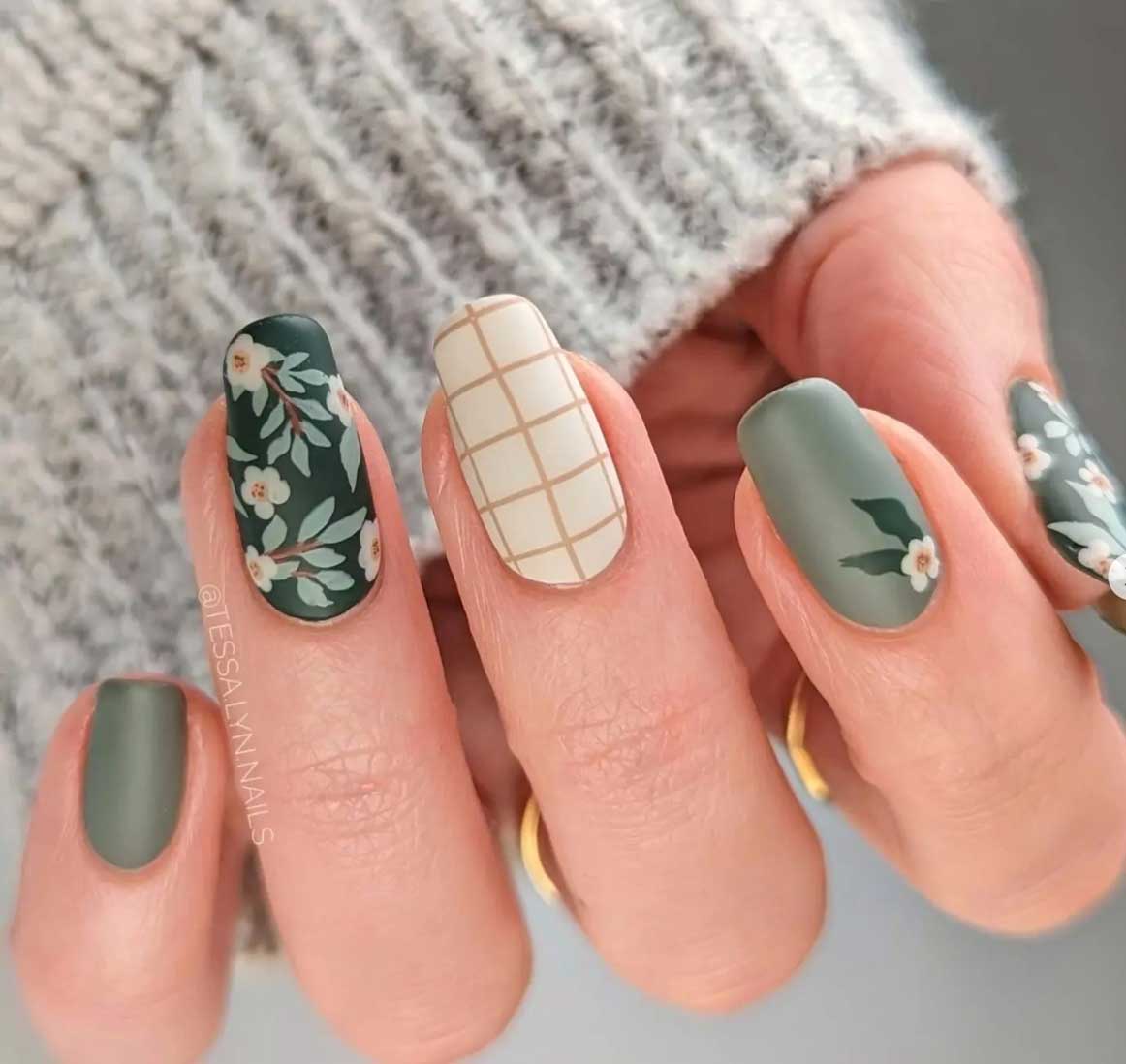 unhas em gel verde elegantes