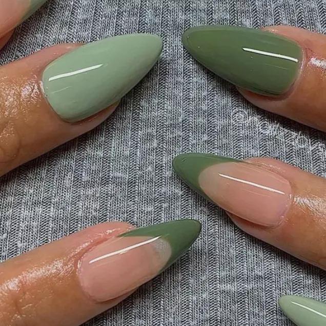 unhas em gel verde 2026