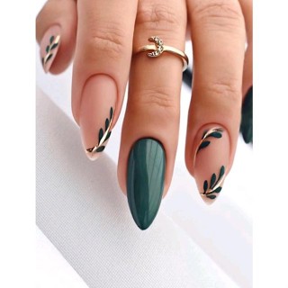 unhas em gel verde esmeralda