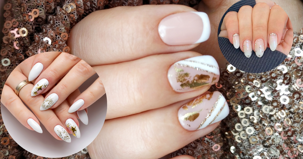 unhas claras vs unhas com brilho para ano novo