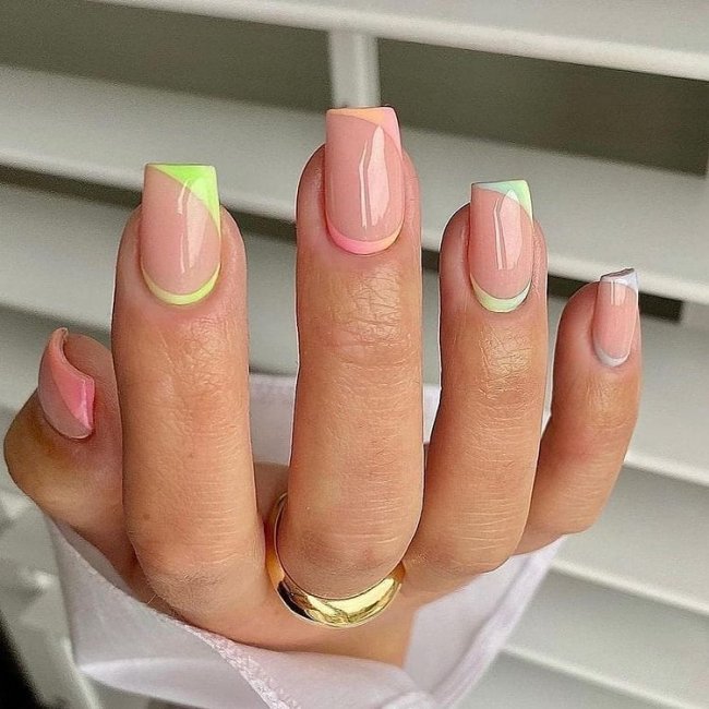 ideias de unhas francesinhas coloridas para festa