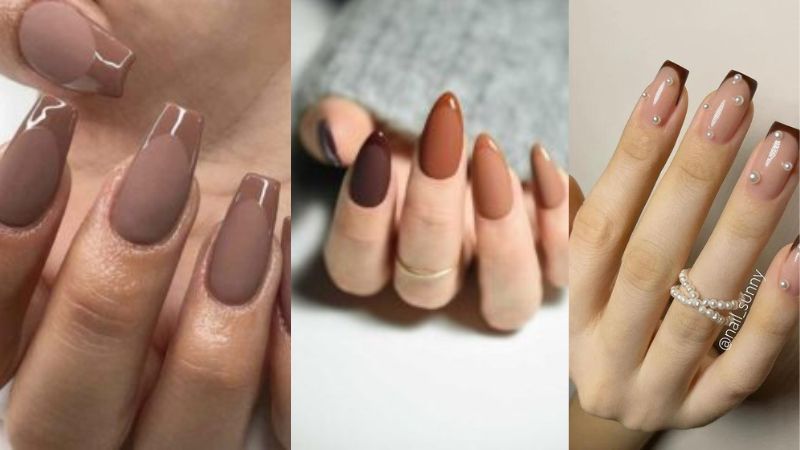 unhas marrom com francesinha