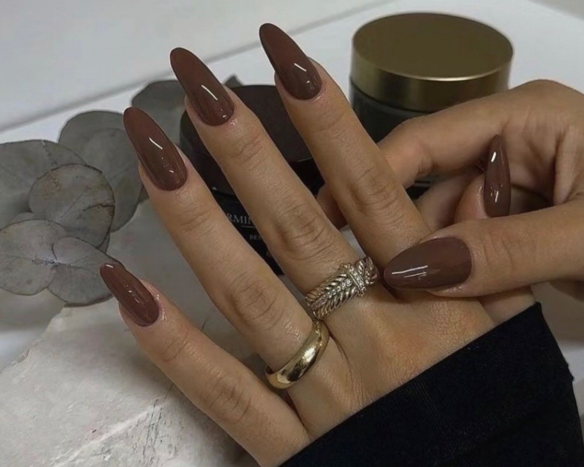 ideias de unhas marrom escuro elegantes