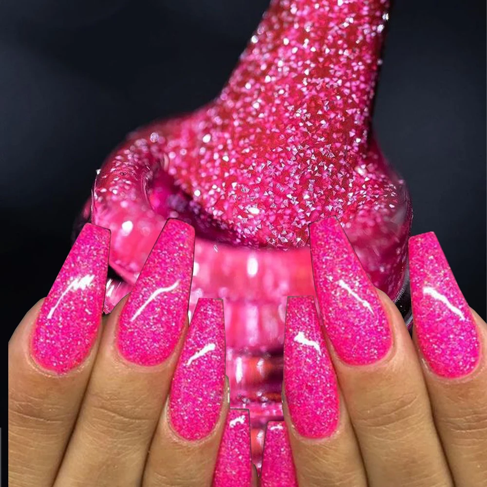 unhas neon com glitter ombré