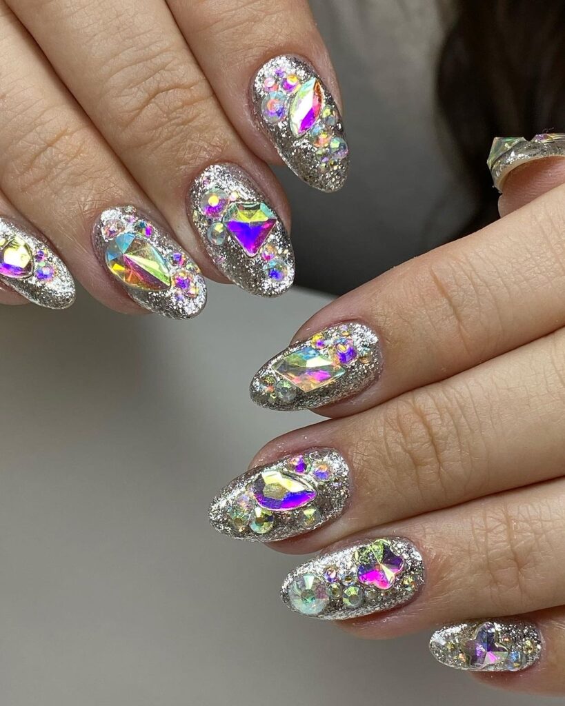 unhas neon com glitter rosa
