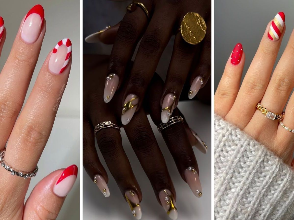 unhas de natal simples