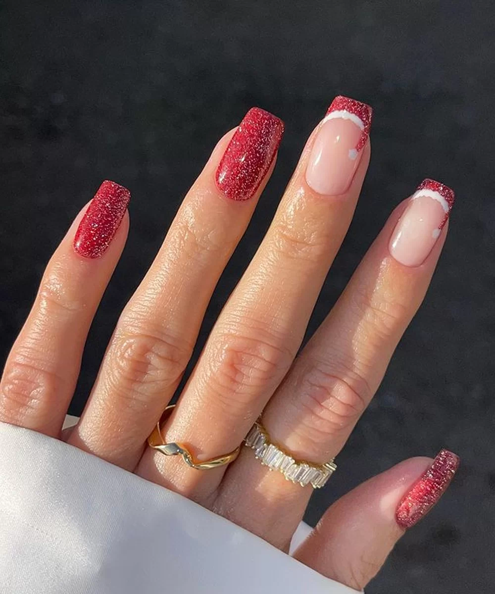 unhas de natal com glitter