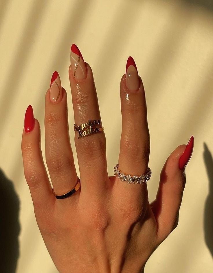 unhas de natal minimalistas