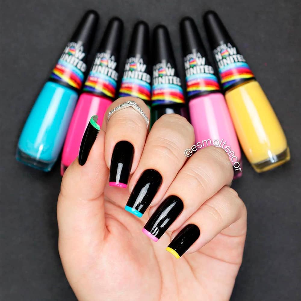 Unhas quadradas francesinha em gel
