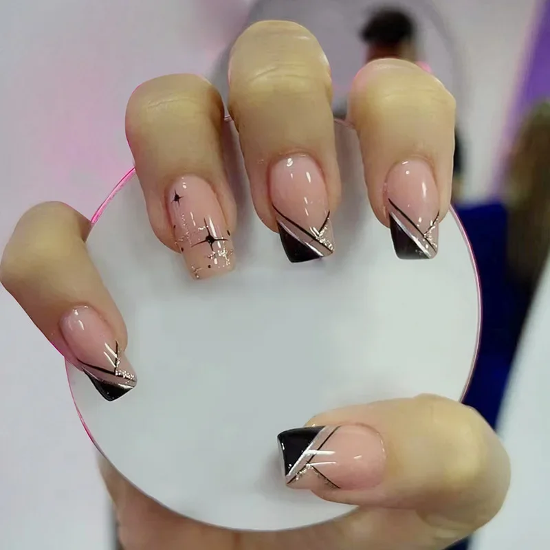 Unhas quadradas francesinha em gel