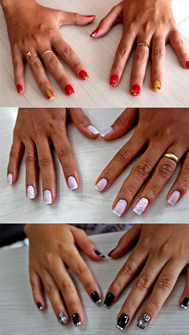 unhas alongadas vermelhas com francesinha