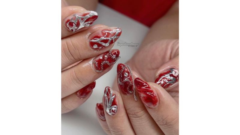 Unhas em gel formato bailarina