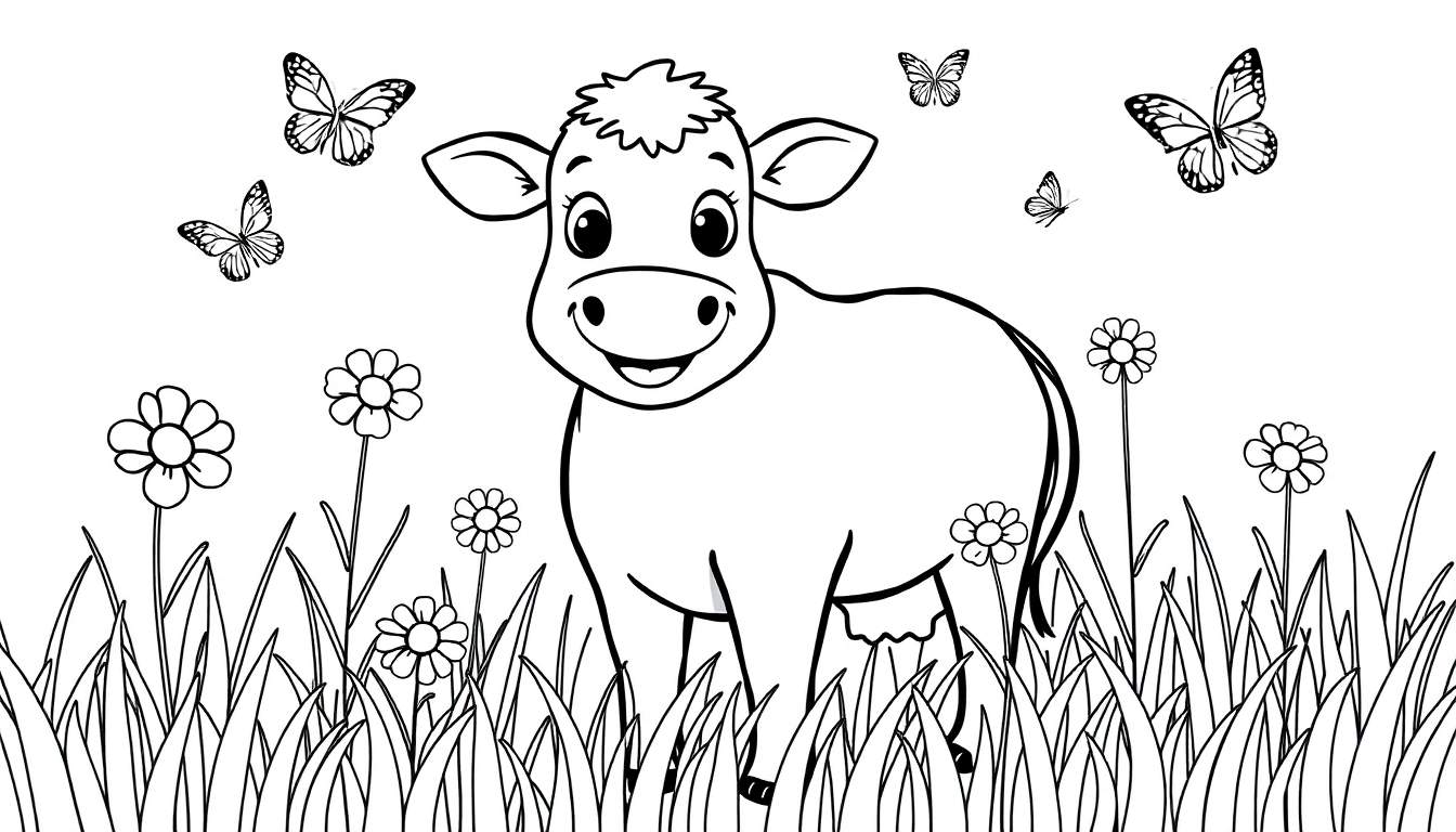 vaca fofa para colorir