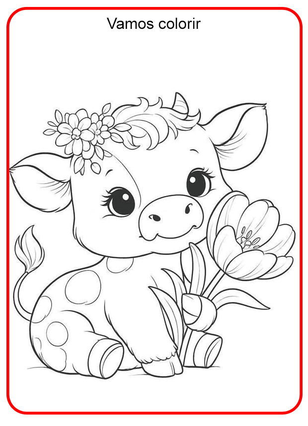 vaca fofa para colorir