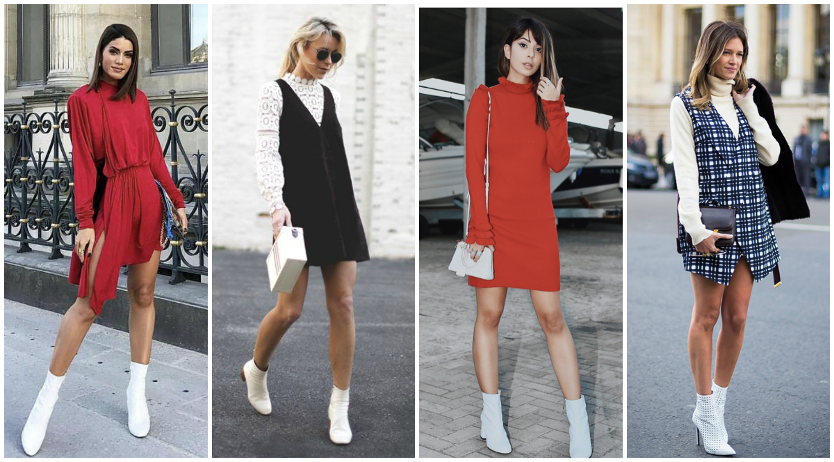 Vestido Com Bota Branca