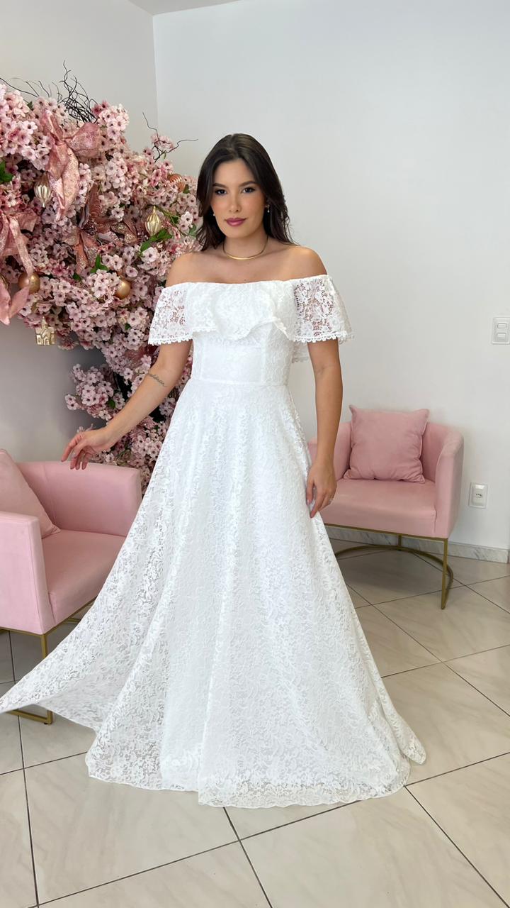 vestido noiva ombro a ombro com cauda