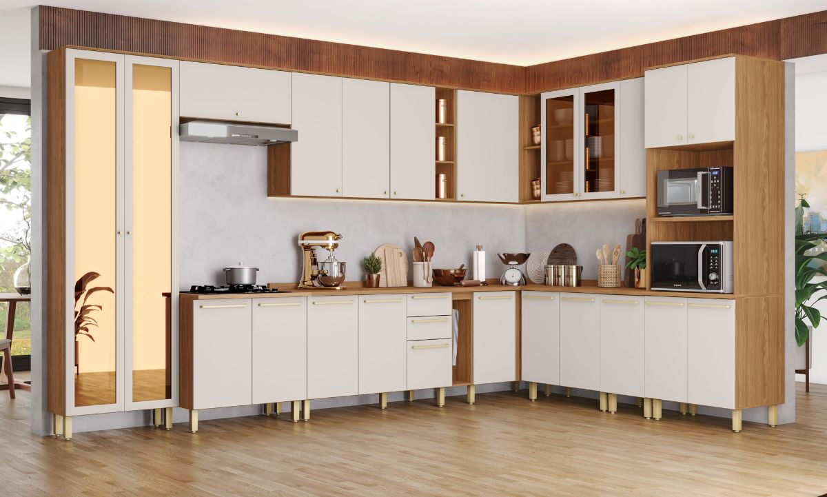 cozinha em L modulada