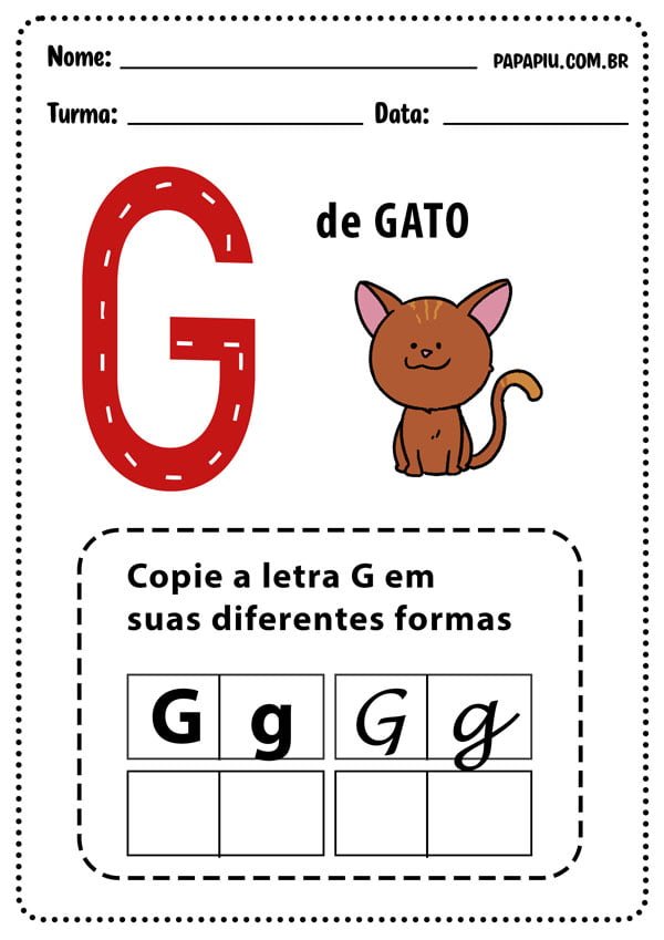 alfabetização letra G educação infantil