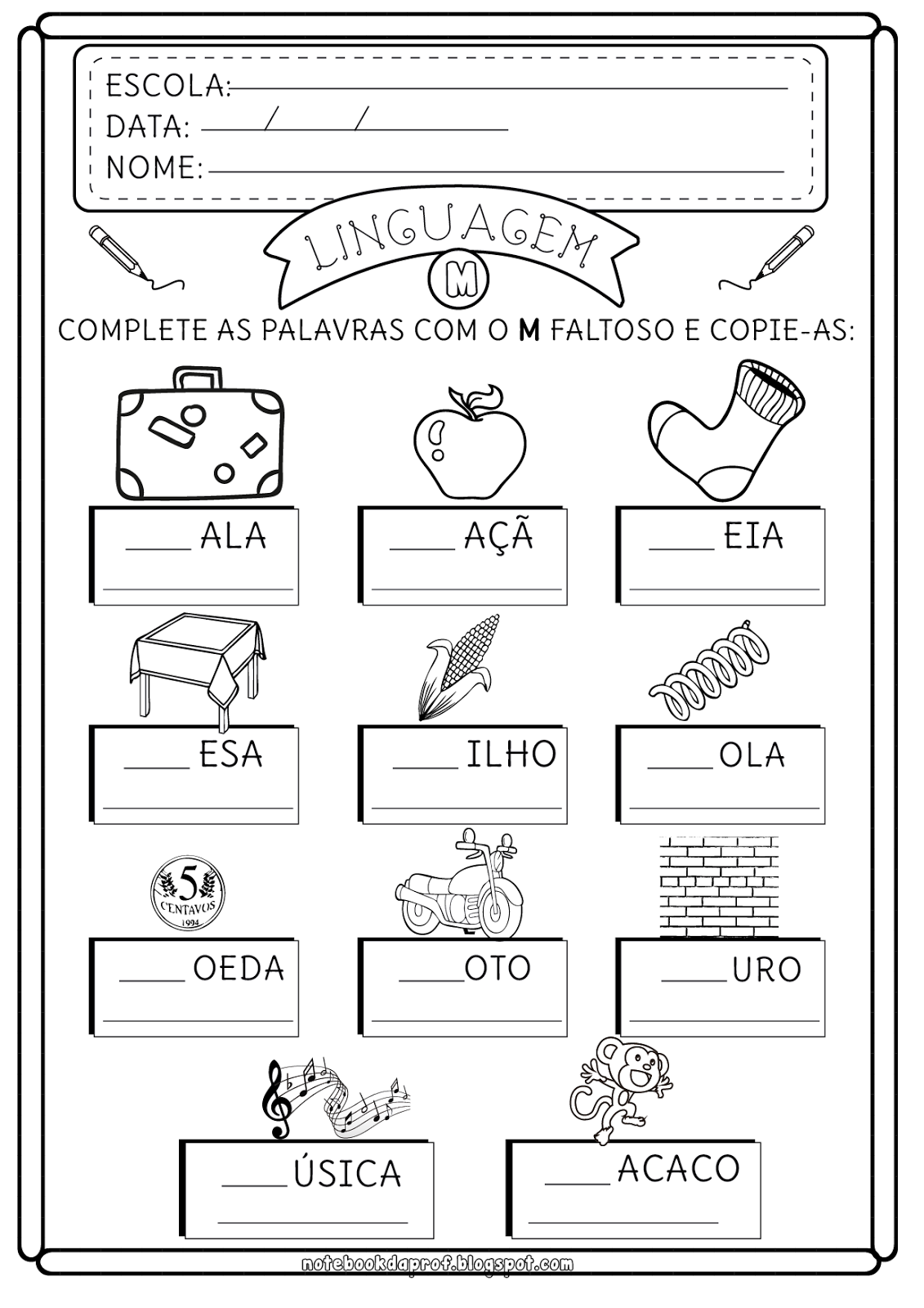 dinâmicas letra m pré-escola