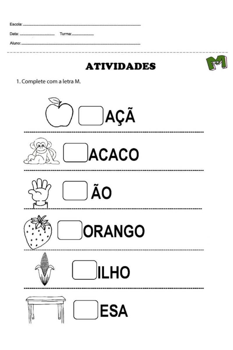 fonema m atividades