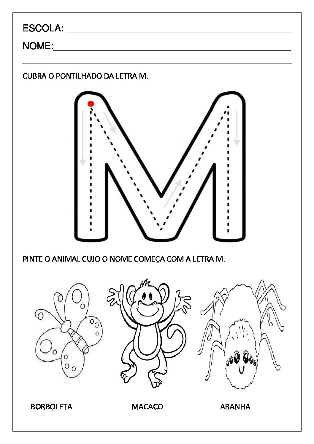 atividades sensoriais letra m