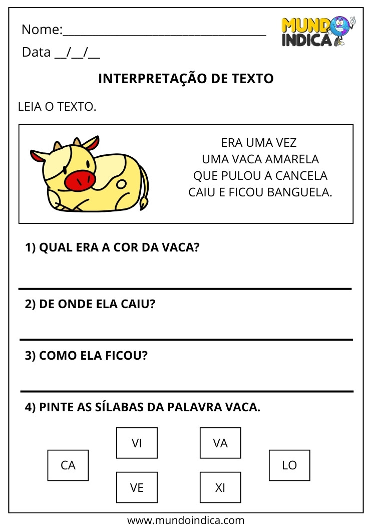 textos para interpretação 3 ano com perguntas