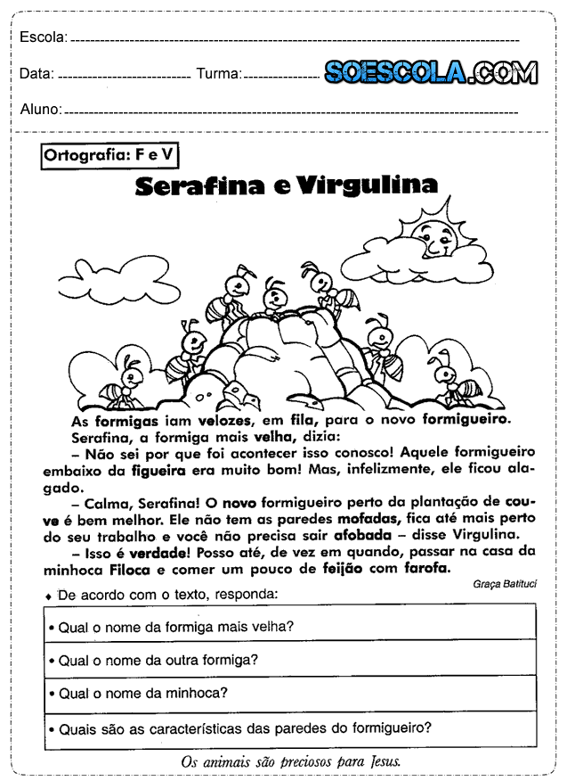 atividades de vocabulário 3 ano interpretação