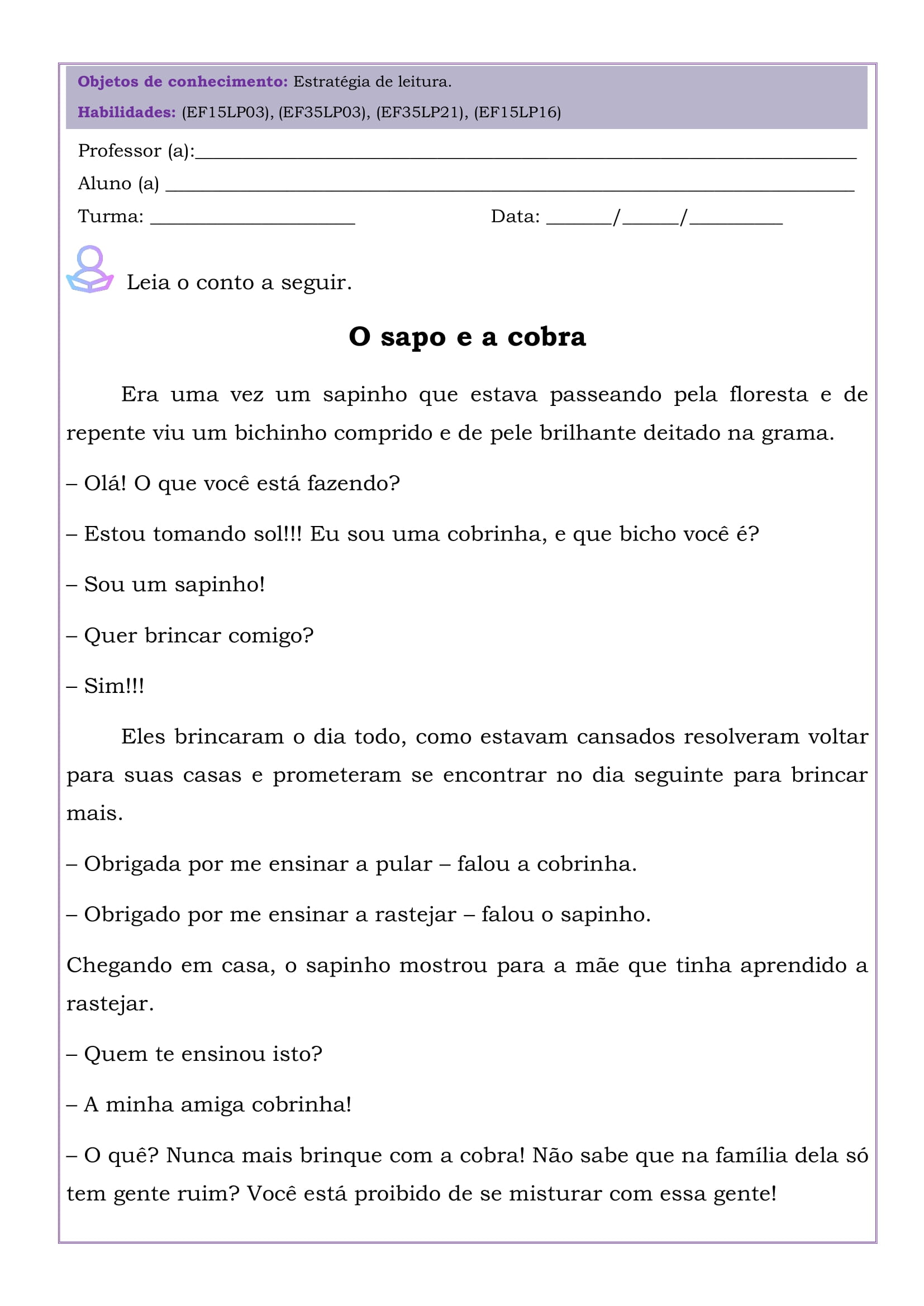 histórias curtas para interpretação 3 ano