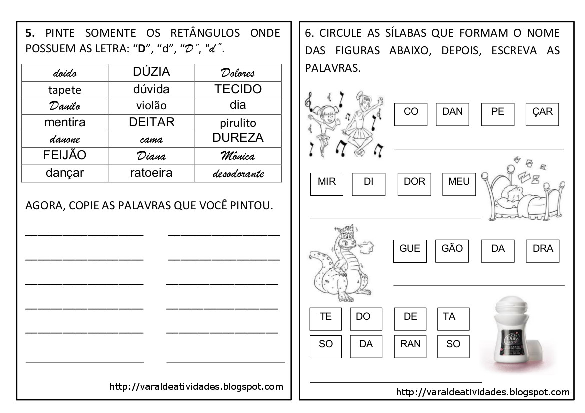 atividades letra D 2 ano pdf