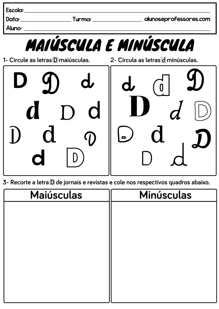 ditado letra D 2 ano