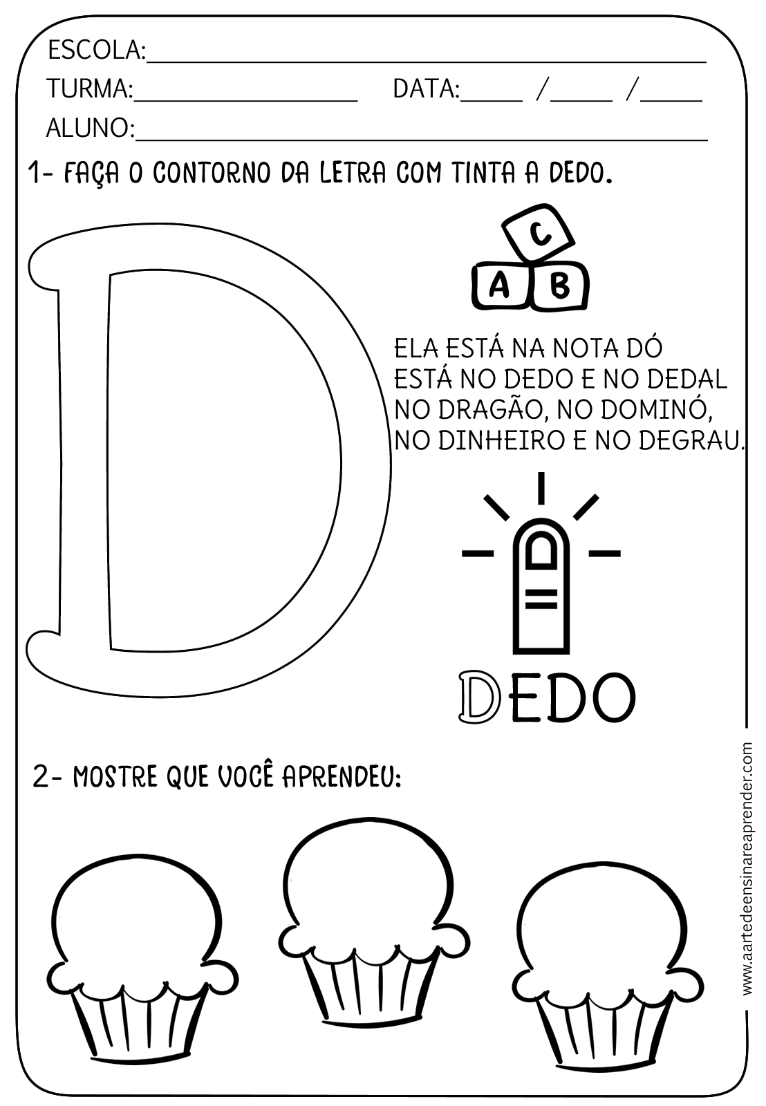 jogos com a letra D para imprimir