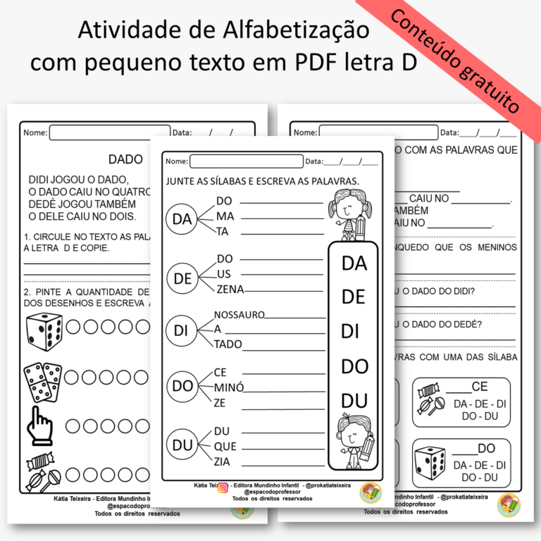 leitura com a letra D para 2 ano