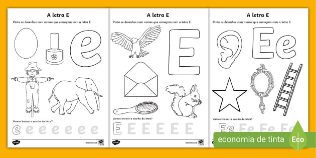 alfabetização letra E pré-escola
