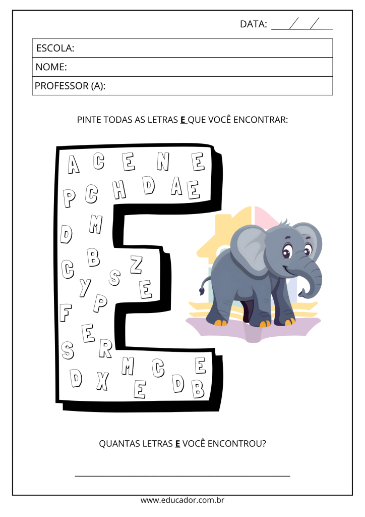 ensinar a letra E de forma divertida