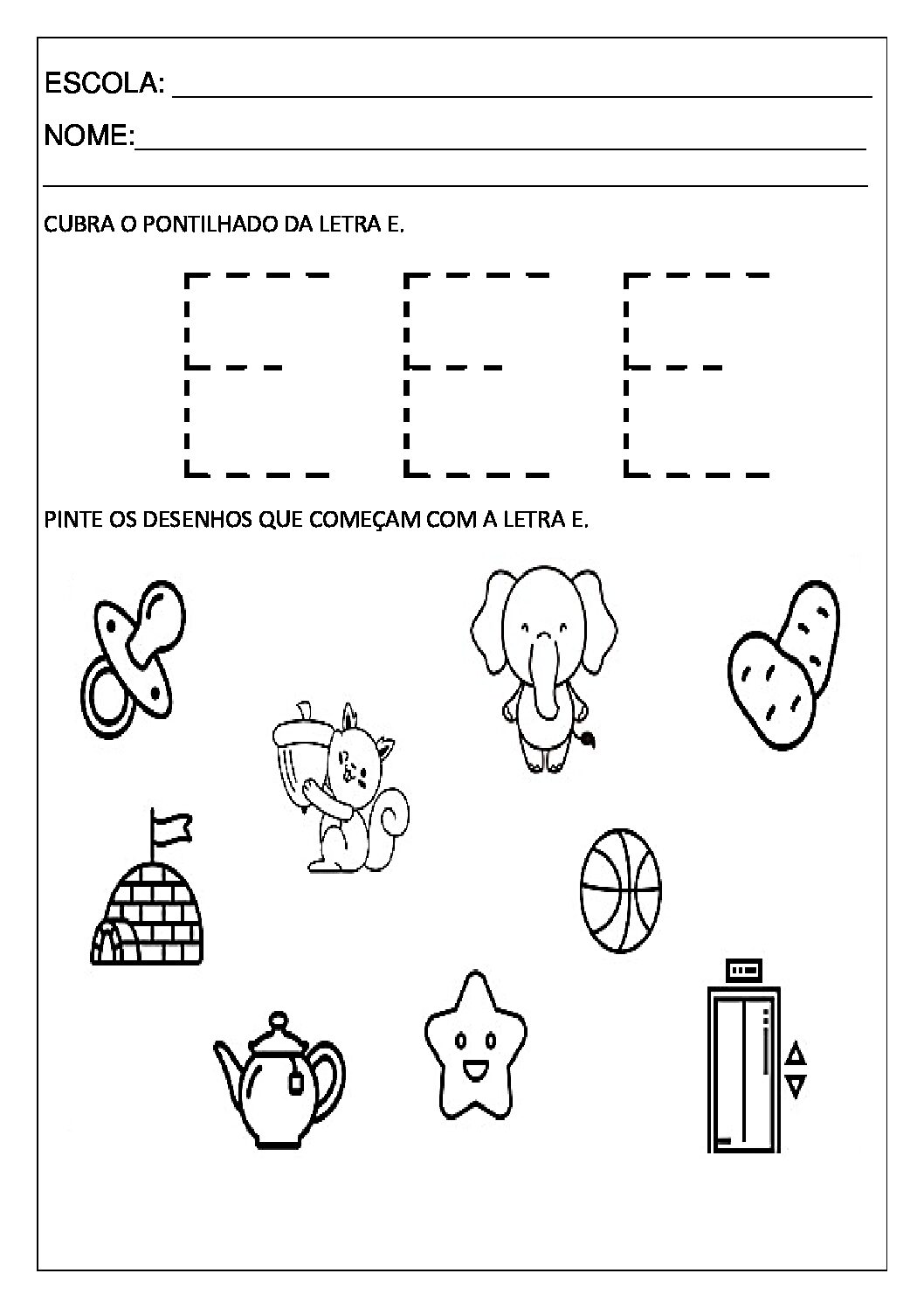 atividades fonéticas letra E