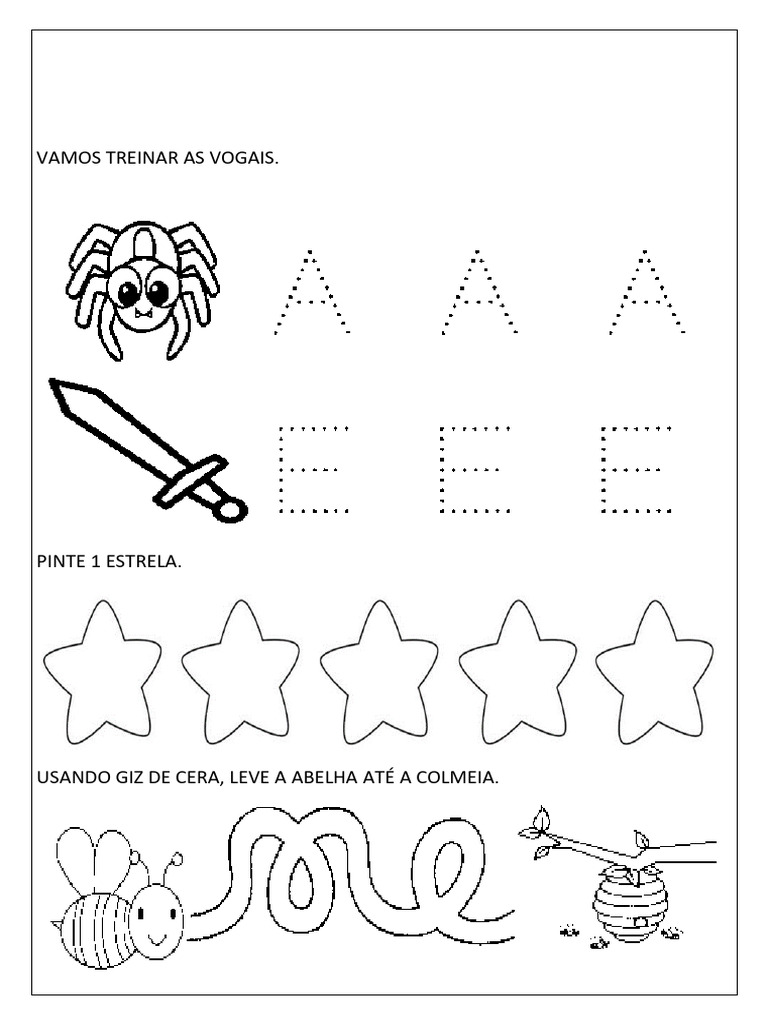 alfabetização letra E pré-escola