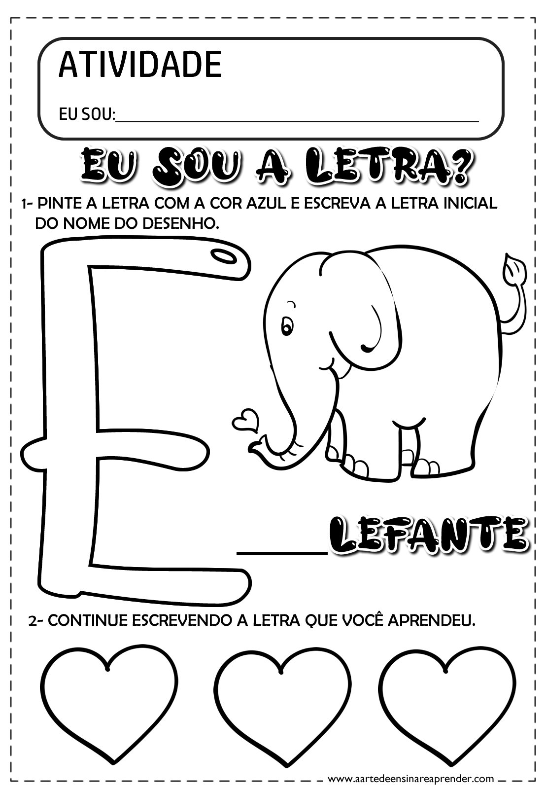 letra E para educação infantil