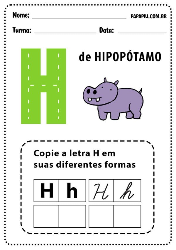 plano de aula letra h 5 anos