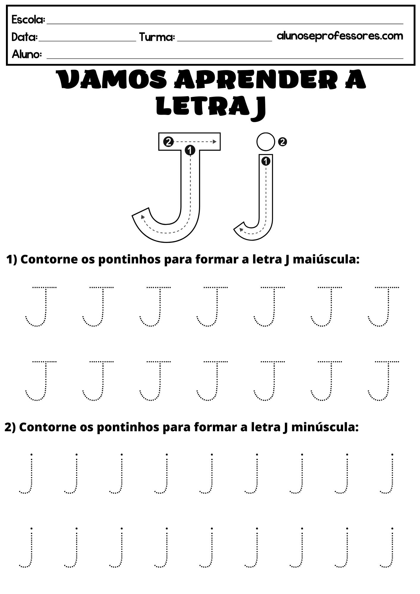 atividades letra j educação infantil