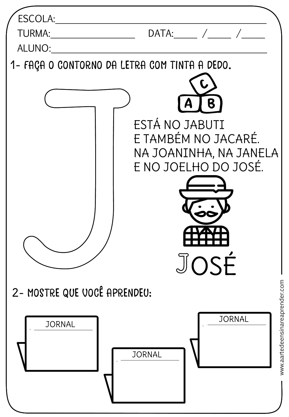 atividades letra j educação infantil