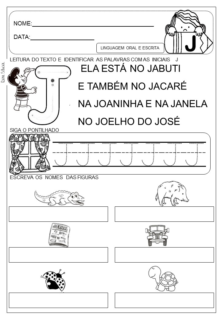 atividades letra J BNCC
