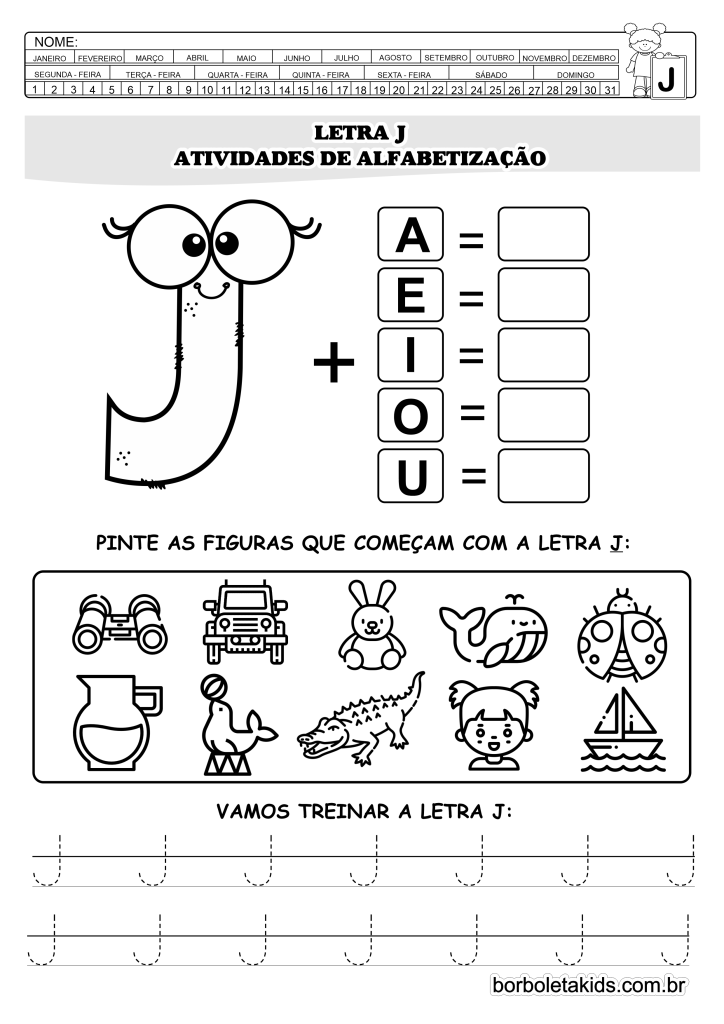 jogos com a letra J alfabetização
