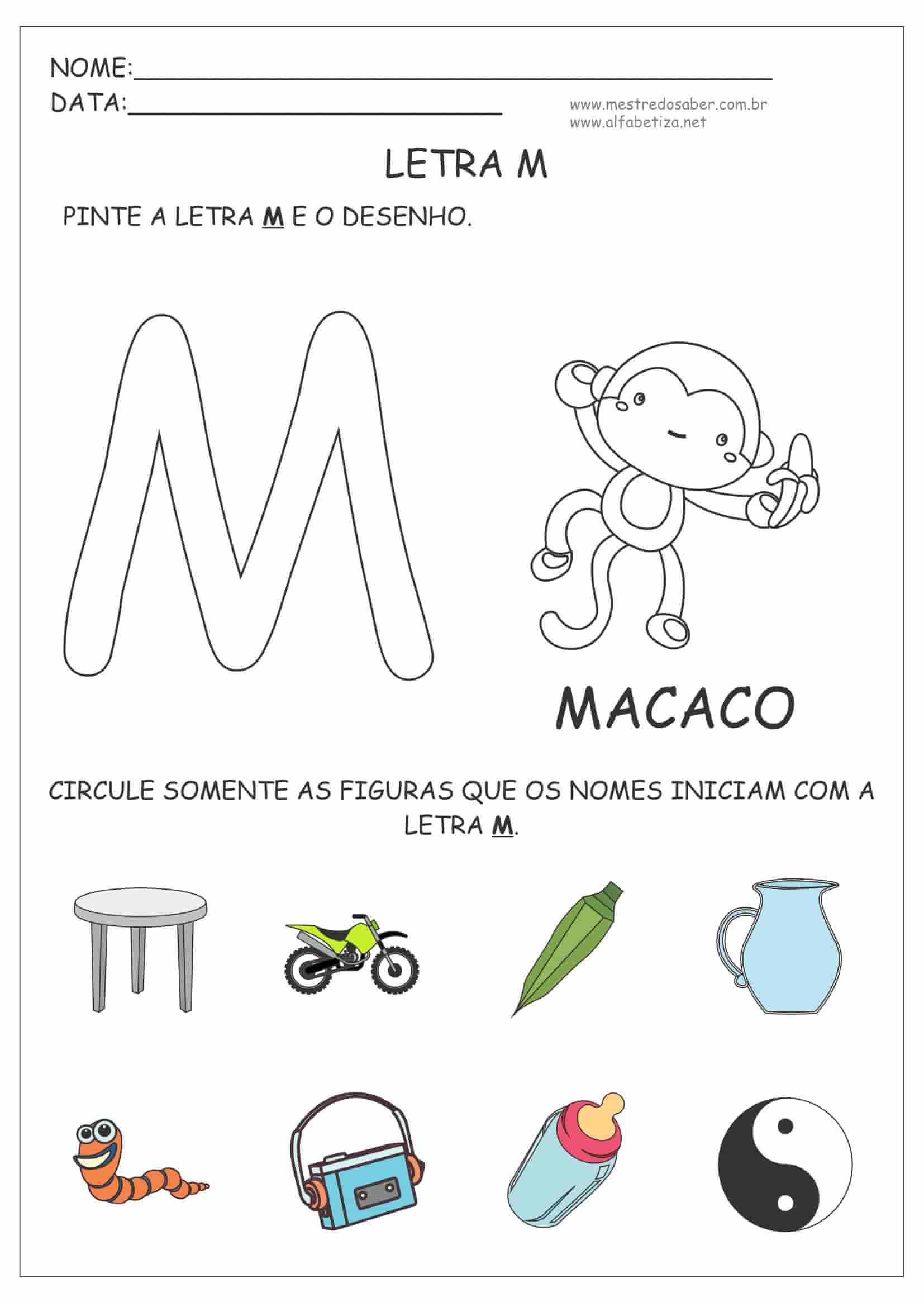 atividades com a letra m para imprimir educação infantil