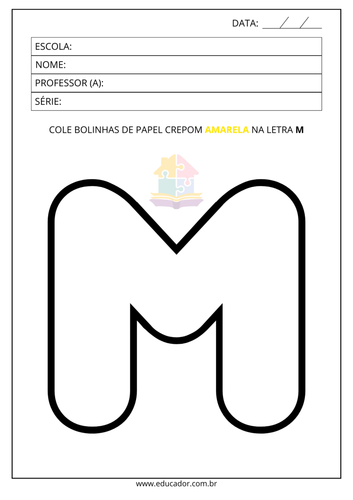 exercícios letra m educação infantil