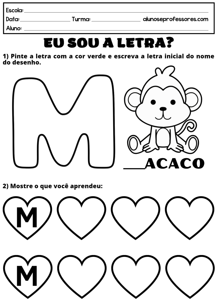 alfabetização letra m mamãe
