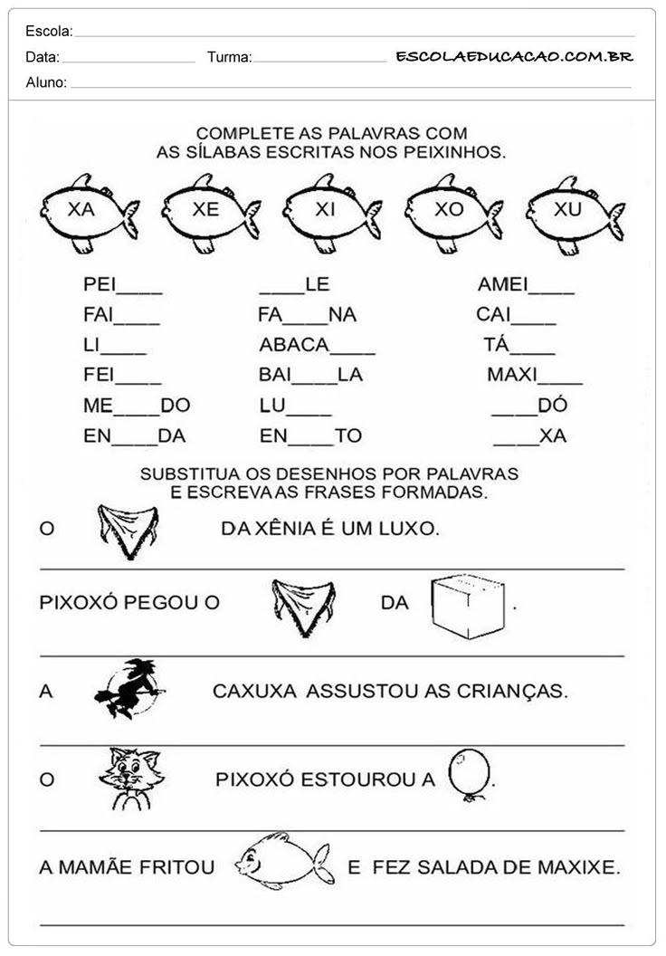 atividades letra x 2 ano